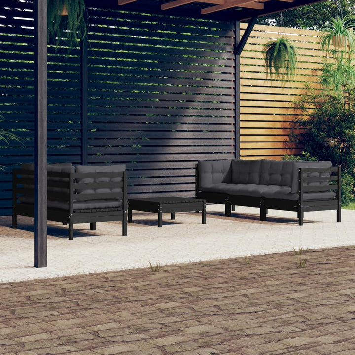 Set Mobilier Grădină Cu Perne Crem, 6 Piese, Lemn Masiv De Pin