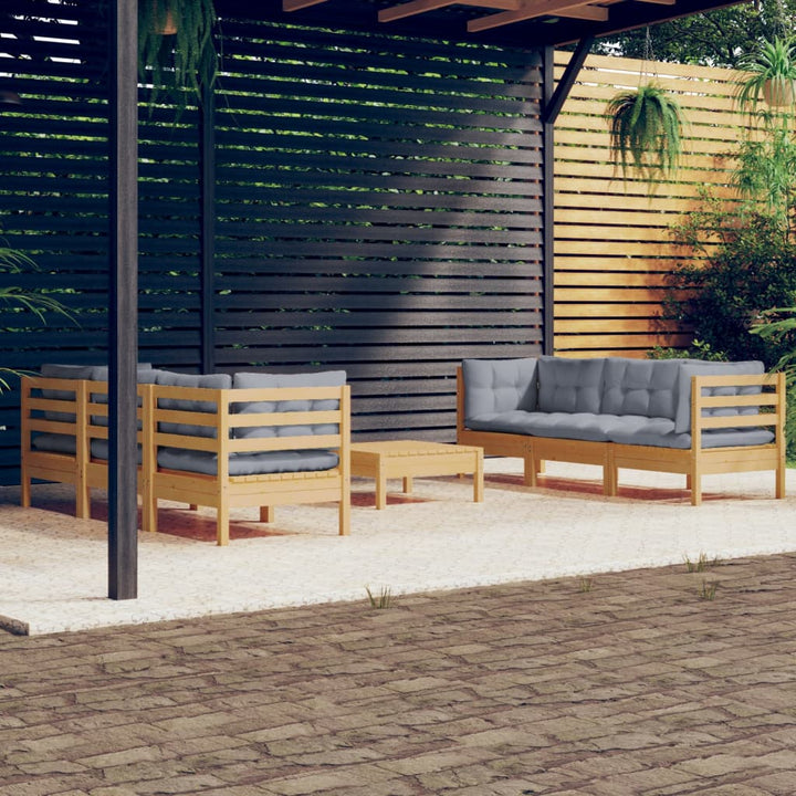 Set Mobilier Grădină Cu Perne Antracit, 7 Piese, Lemn Masiv Pin