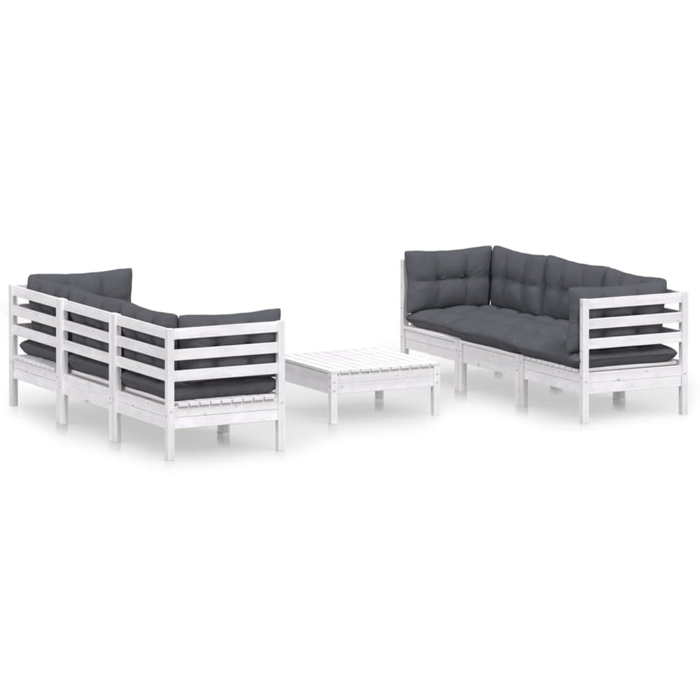 Set Mobilier Grădină Cu Perne Antracit, 7 Piese, Lemn Masiv Pin