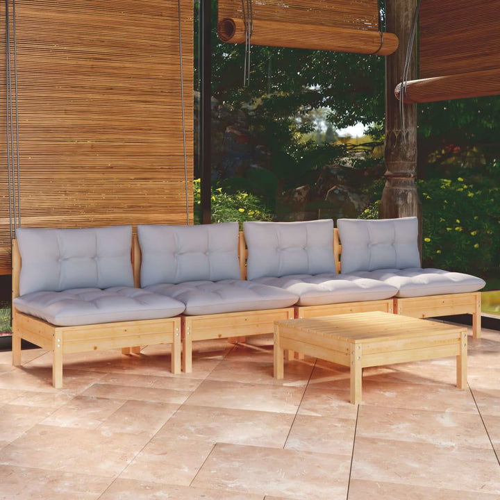Set Mobilier Grădină Cu Perne Antracit, 5 Piese, Lemn De Pin