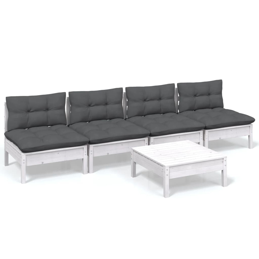 Set Mobilier Grădină Cu Perne Antracit, 5 Piese, Lemn De Pin