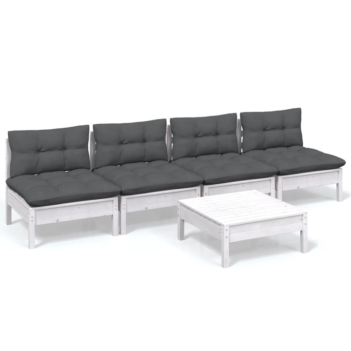 Set Mobilier Grădină Cu Perne Antracit, 5 Piese, Lemn De Pin