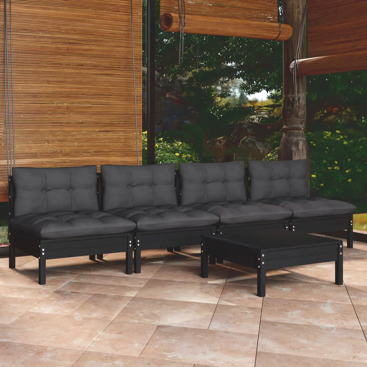 Set Mobilier Grădină Cu Perne Antracit, 5 Piese, Lemn De Pin