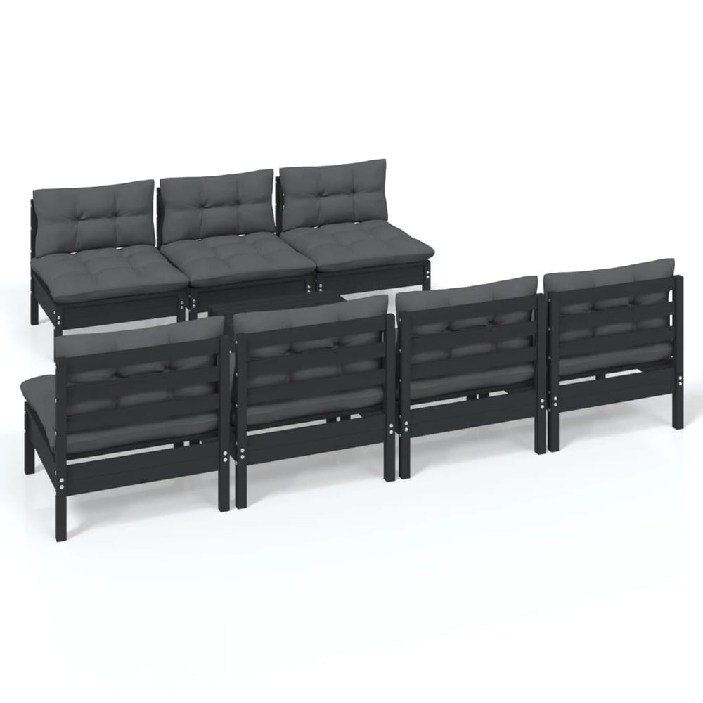 Set Mobilier De Grădină Cu Perne Antracit, 8 Piese, Lemn Pin