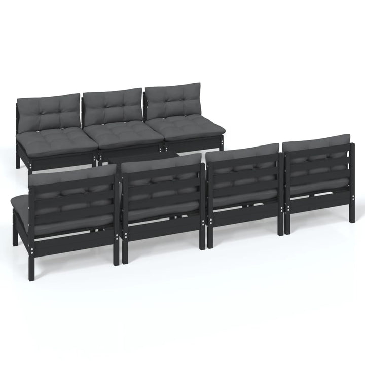 Set Mobilier De Grădină Cu Perne Antracit, 8 Piese, Lemn Pin