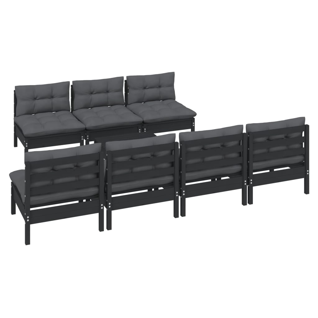 Set Mobilier De Grădină Cu Perne Antracit, 8 Piese, Lemn Pin