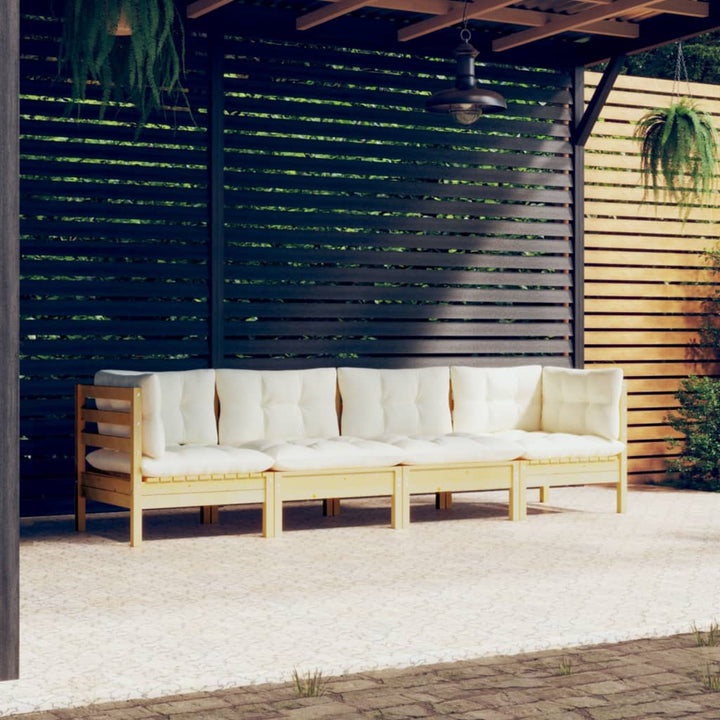 Set Mobilier Grădină Cu Perne Gri, 4 Piese, Lemn Masiv De Pin
