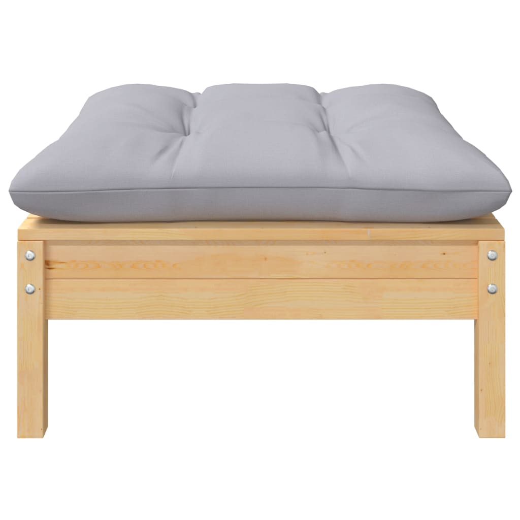 Set Mobilier Grădină Cu Perne Gri, 5 Piese, Lemn Masiv De Pin