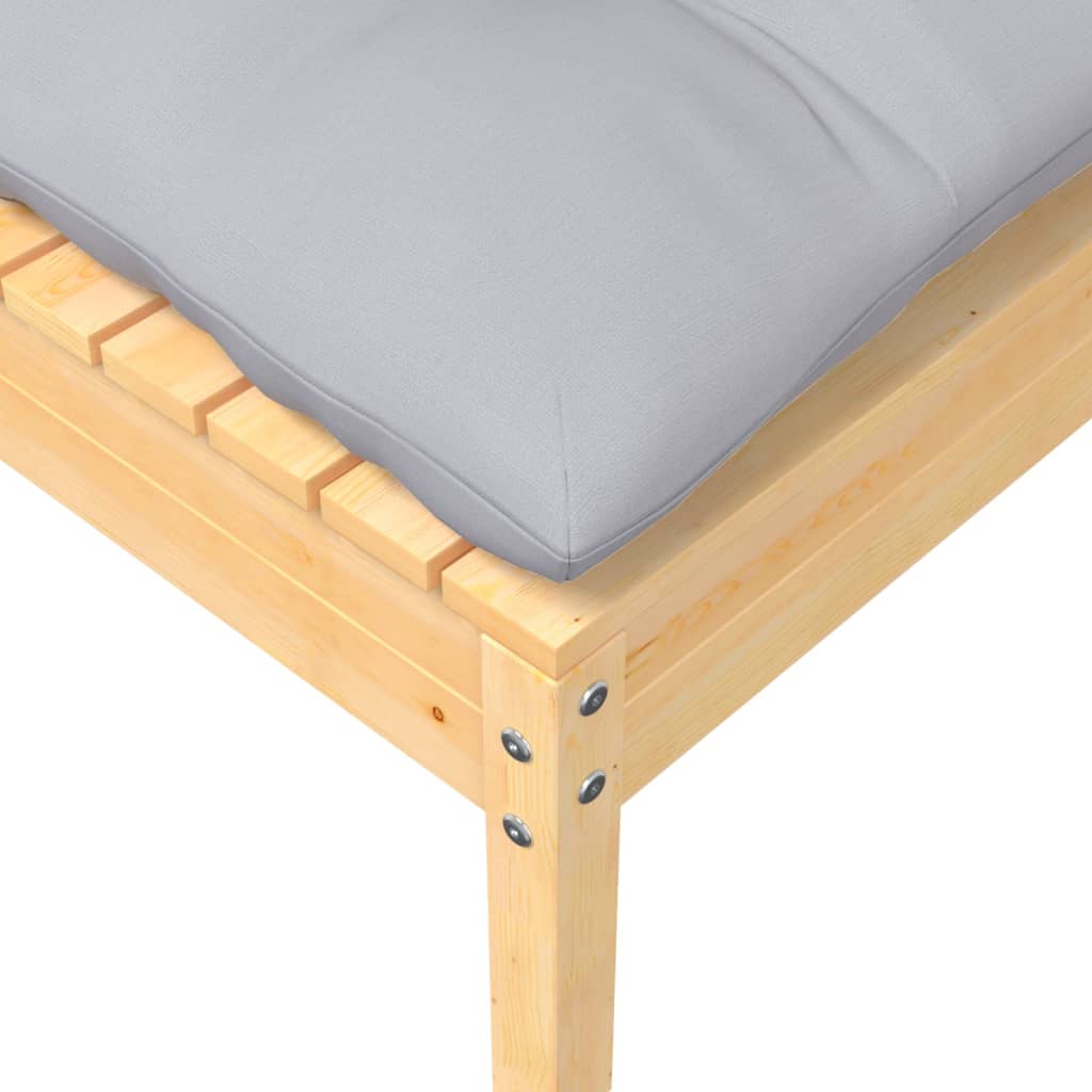 Set Mobilier Grădină Cu Perne Gri, 5 Piese, Lemn Masiv De Pin