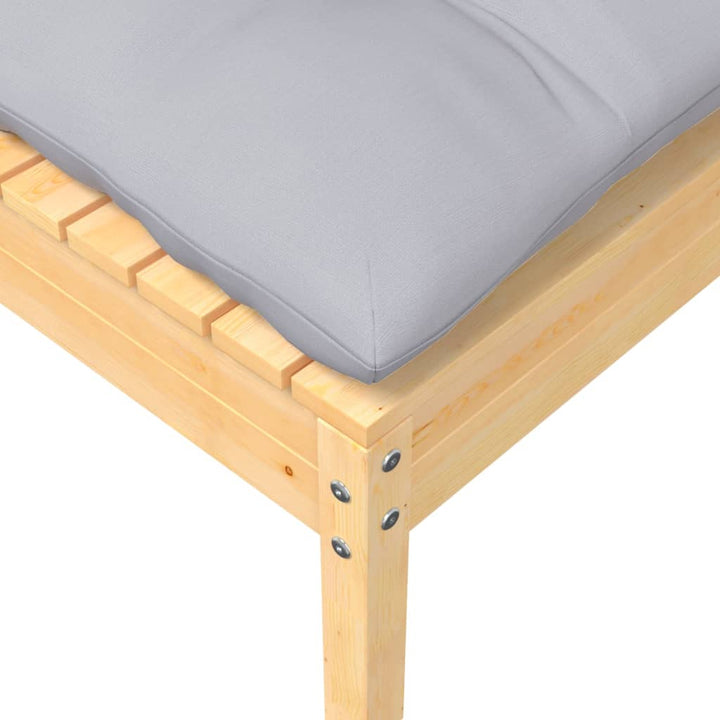 Set Mobilier Grădină Cu Perne Gri, 5 Piese, Lemn Masiv De Pin