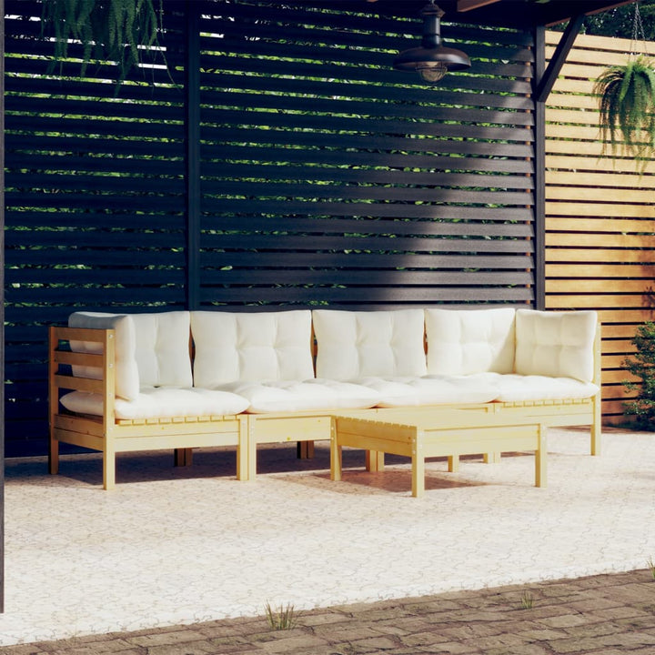 Set Mobilier Grădină Cu Perne Gri, 5 Piese, Lemn Masiv De Pin