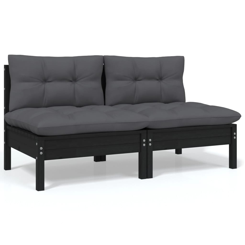 Set Mobilier De Grădină Cu Perne, 9 Piese, Lemn Masiv De Pin