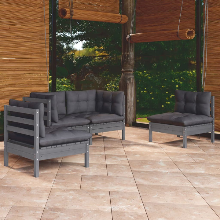 Set Mobilier Grădină Cu Perne Crem, 4 Piese, Lemn De Pin