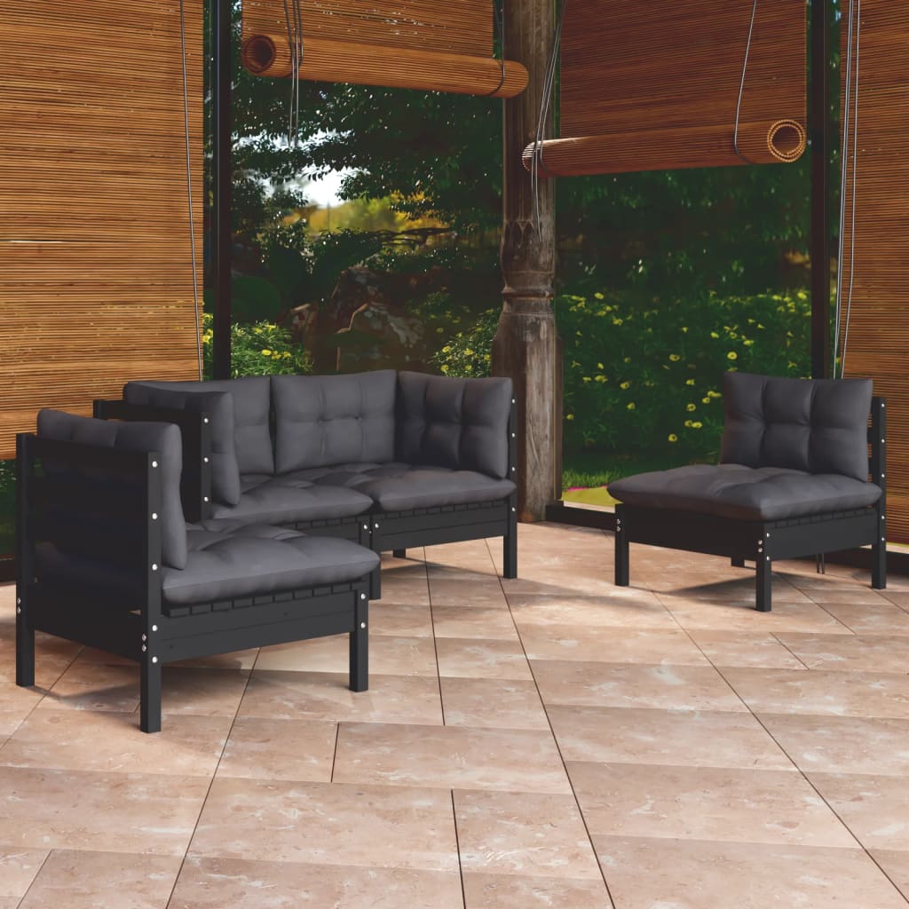 Set Mobilier Grădină Cu Perne Crem, 4 Piese, Lemn De Pin