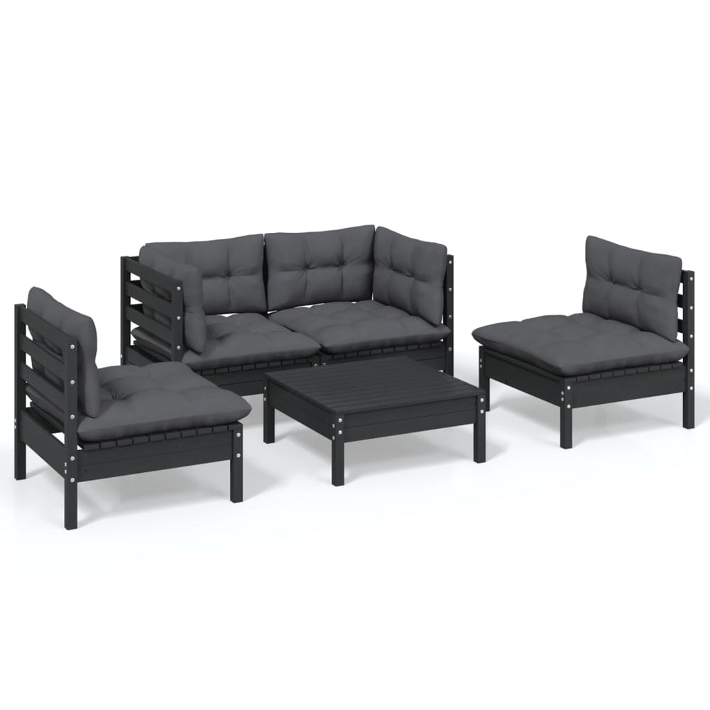 Set Mobilier Grădină Cu Perne, 5 Piese, Lemn Masiv De Pin