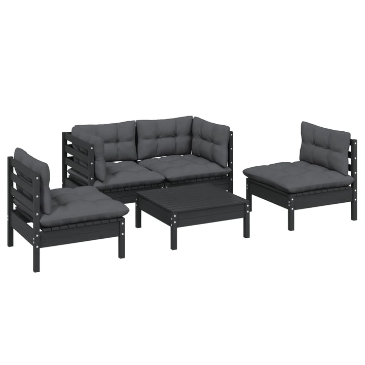 Set Mobilier Grădină Cu Perne, 5 Piese, Lemn Masiv De Pin