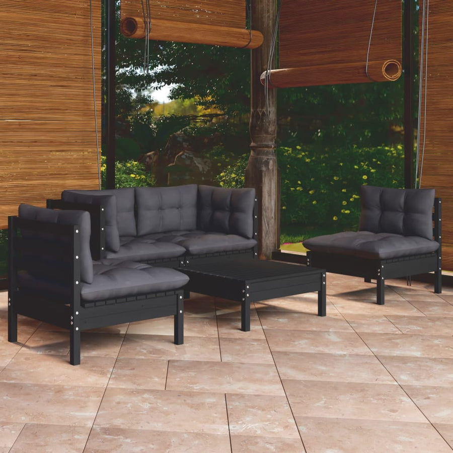 Set Mobilier Grădină Cu Perne, 5 Piese, Lemn Masiv De Pin