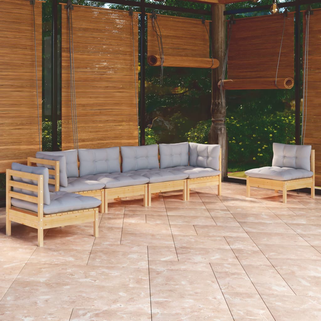 Set Mobilier Grădină Cu Perne Crem, 6 Piese, Lemn Masiv De Pin