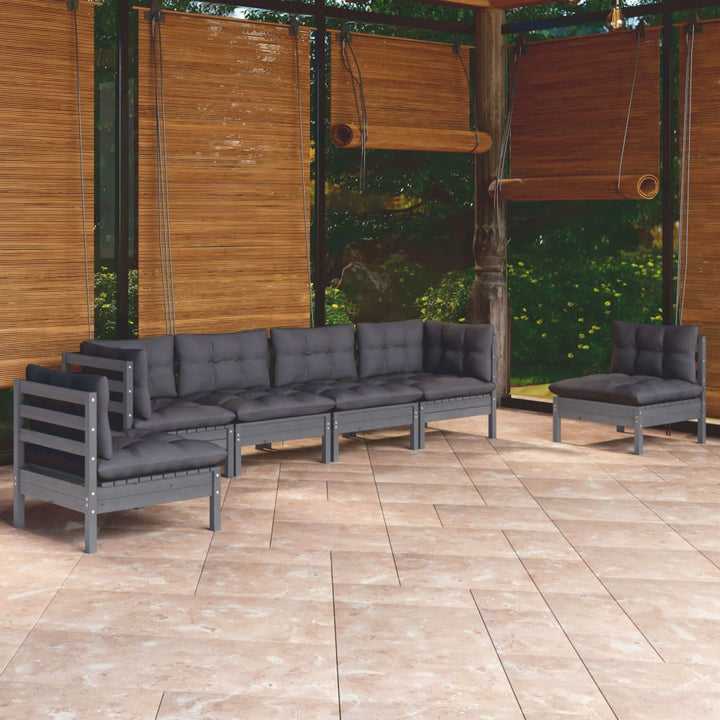 Set Mobilier Grădină Cu Perne Crem, 6 Piese, Lemn Masiv De Pin