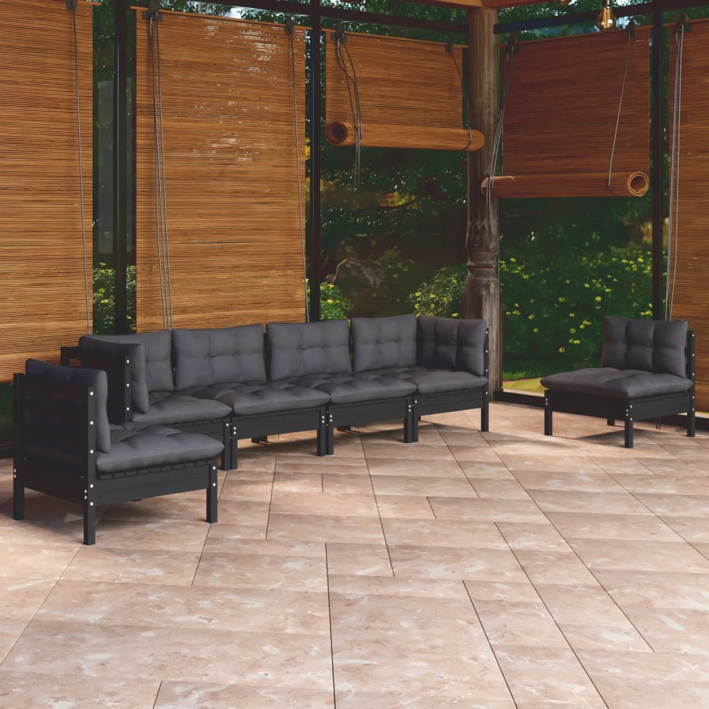 Set Mobilier Grădină Cu Perne Crem, 6 Piese, Lemn Masiv De Pin
