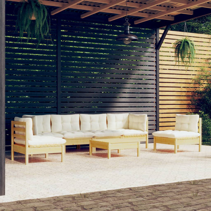 Set Mobilier Grădină Cu Perne, 7 Piese, Lemn Masiv De Pin