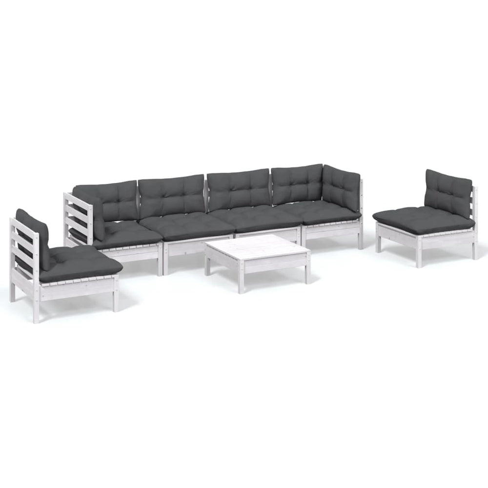 Set Mobilier Grădină Cu Perne, 7 Piese, Lemn Masiv De Pin
