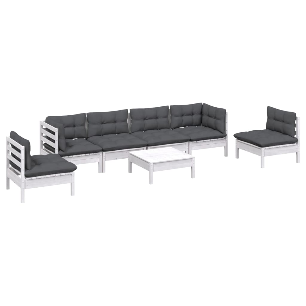 Set Mobilier Grădină Cu Perne, 7 Piese, Lemn Masiv De Pin