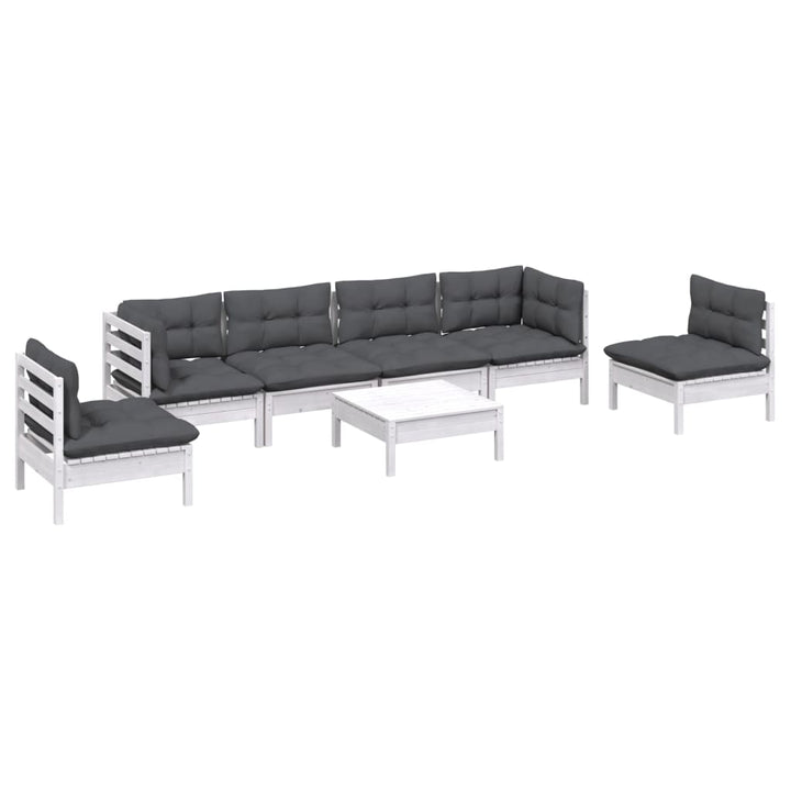 Set Mobilier Grădină Cu Perne, 7 Piese, Lemn Masiv De Pin