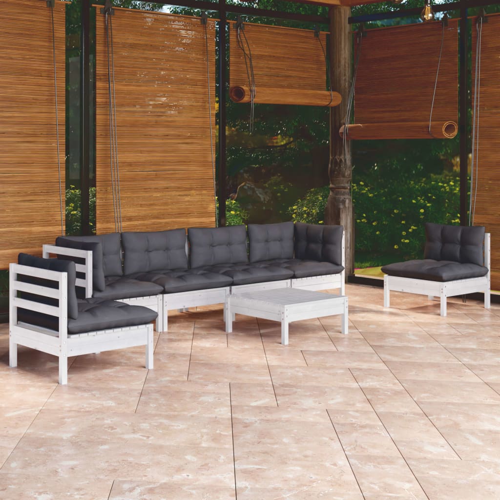 Set Mobilier Grădină Cu Perne, 7 Piese, Lemn Masiv De Pin