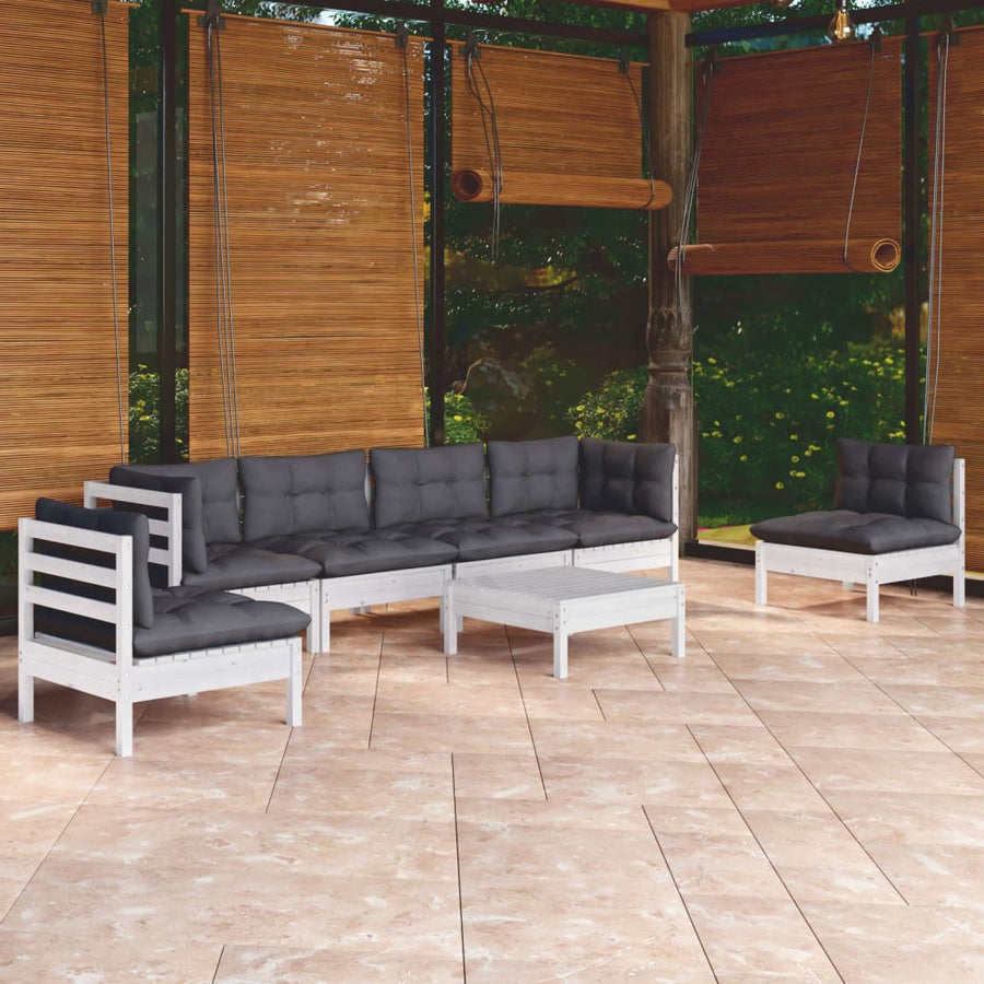 Set Mobilier Grădină Cu Perne, 7 Piese, Lemn Masiv De Pin