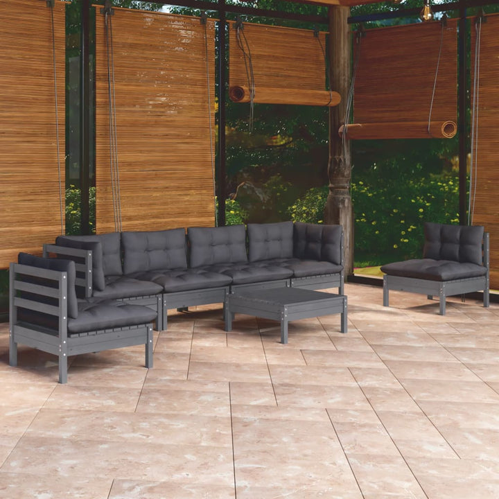 Set Mobilier Grădină Cu Perne, 7 Piese, Lemn Masiv De Pin