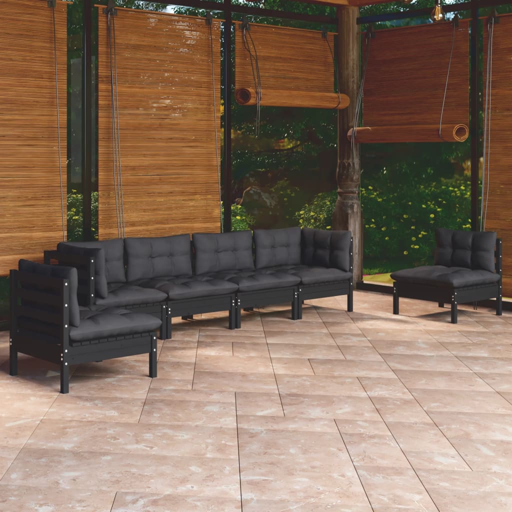 Set Mobilier Grădină Cu Perne, 7 Piese, Lemn Masiv De Pin
