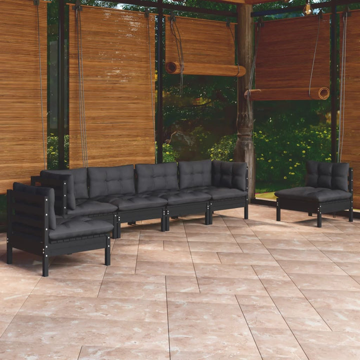 Set Mobilier Grădină Cu Perne, 7 Piese, Lemn Masiv De Pin