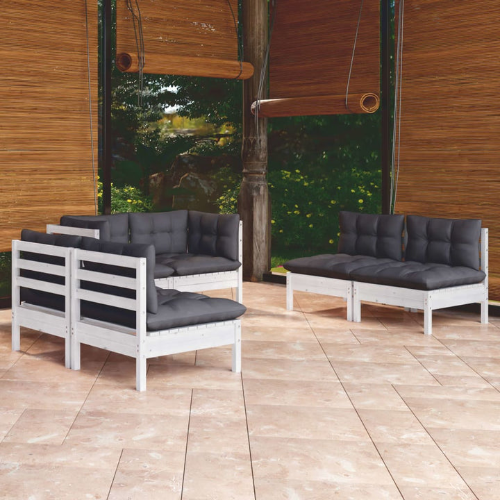 Set Mobilier Grădină Cu Perne Crem, 6 Piese, Lemn Masiv De Pin