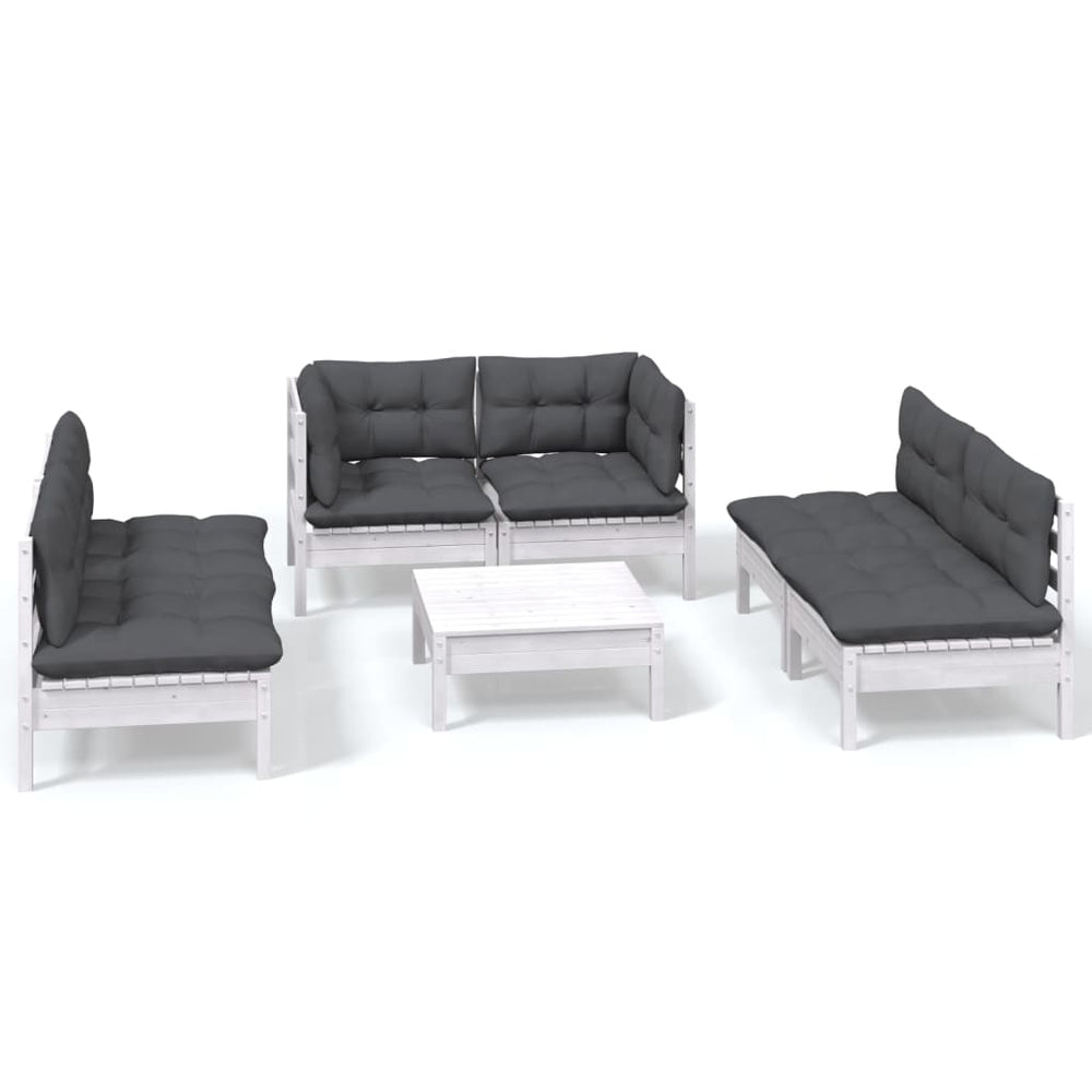 Set Mobilier Grădină Cu Perne, 7 Piese, Lemn Masiv De Pin