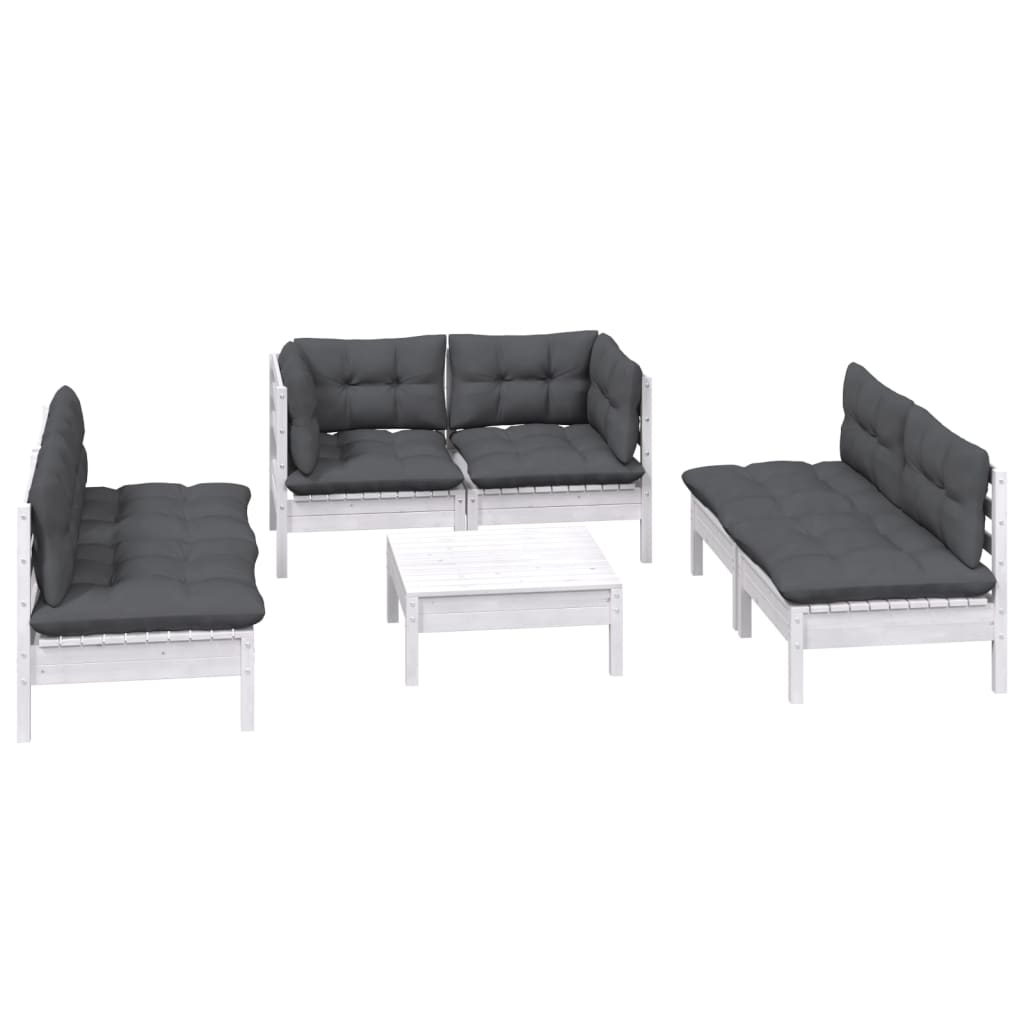Set Mobilier Grădină Cu Perne, 7 Piese, Lemn Masiv De Pin