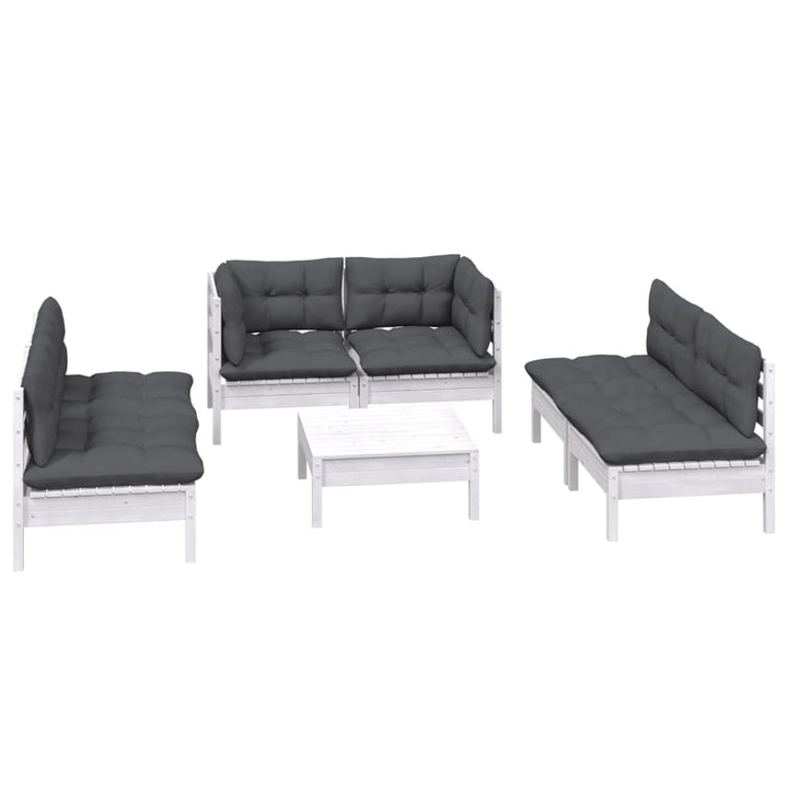 Set Mobilier Grădină Cu Perne, 7 Piese, Lemn Masiv De Pin