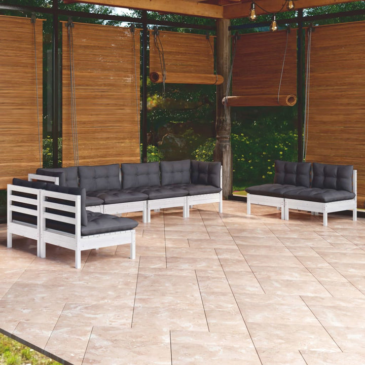 Set Mobilier De Grădină Cu Perne, 8 Piese, Lemn Masiv De Pin