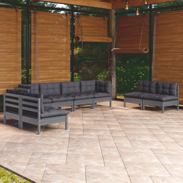 Set Mobilier De Grădină Cu Perne, 8 Piese, Lemn Masiv De Pin