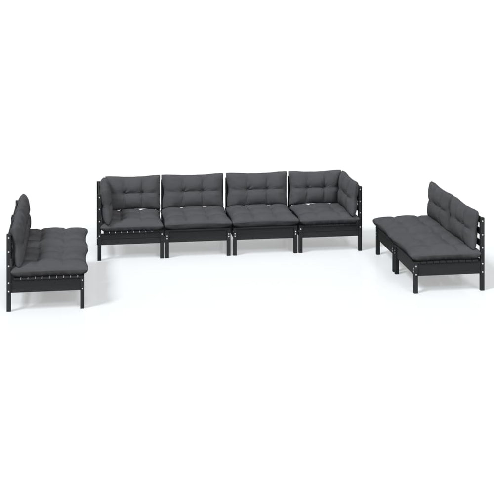Set Mobilier De Grădină Cu Perne, 8 Piese, Lemn Masiv De Pin