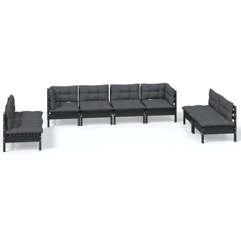 Set Mobilier De Grădină Cu Perne, 8 Piese, Lemn Masiv De Pin