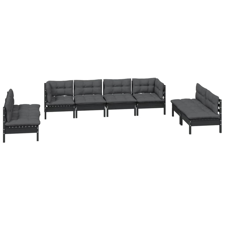 Set Mobilier De Grădină Cu Perne, 8 Piese, Lemn Masiv De Pin