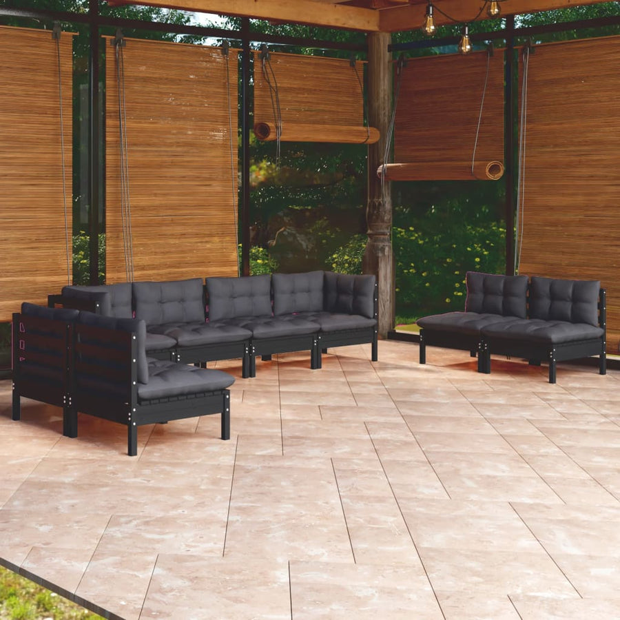 Set Mobilier De Grădină Cu Perne, 8 Piese, Lemn Masiv De Pin
