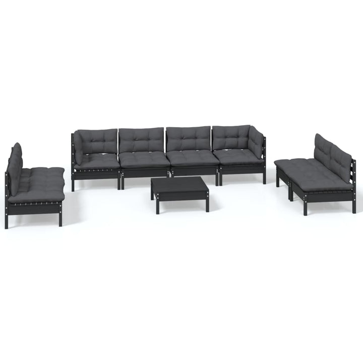 Set Mobilier De Grădină Cu Perne, 9 Piese, Lemn Masiv De Pin