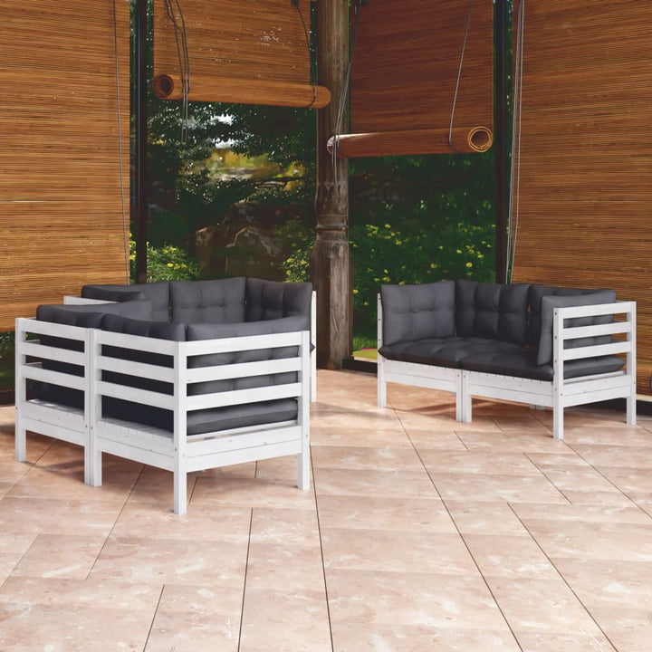 Set Mobilier Grădină Cu Perne Gri, 6 Piese, Lemn De Pin