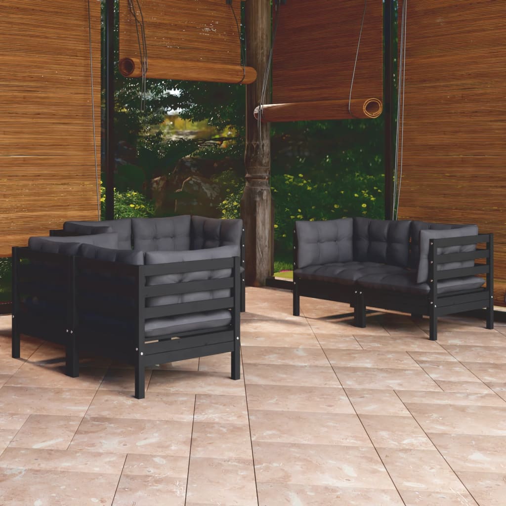 Set Mobilier Grădină Cu Perne Gri, 6 Piese, Lemn De Pin