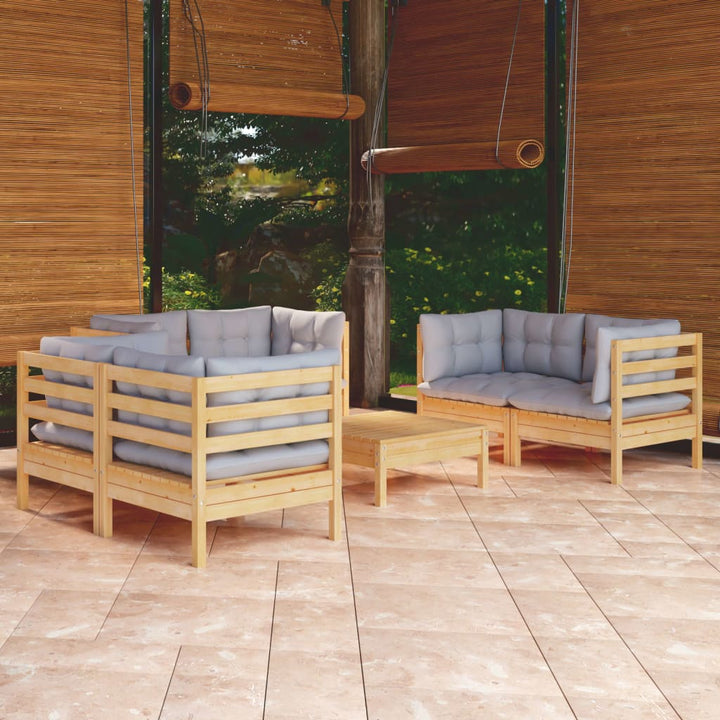 Set Mobilier Grădină Cu Perne, 7 Piese, Lemn Masiv De Pin