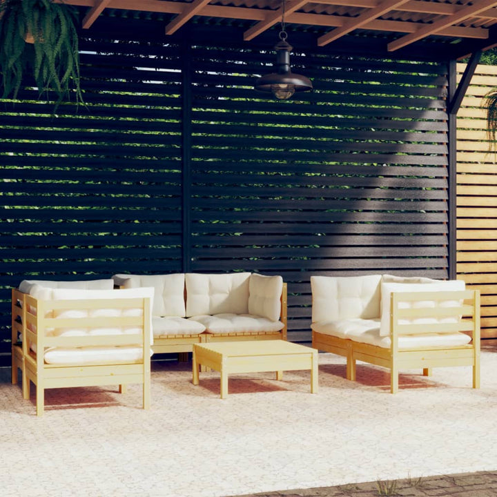 Set Mobilier Grădină Cu Perne, 7 Piese, Lemn Masiv De Pin