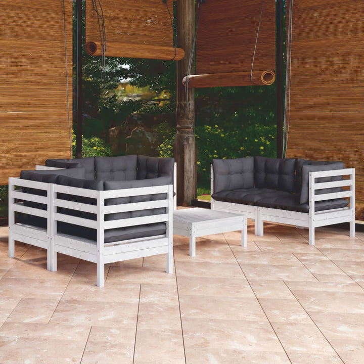 Set Mobilier Grădină Cu Perne, 7 Piese, Lemn Masiv De Pin