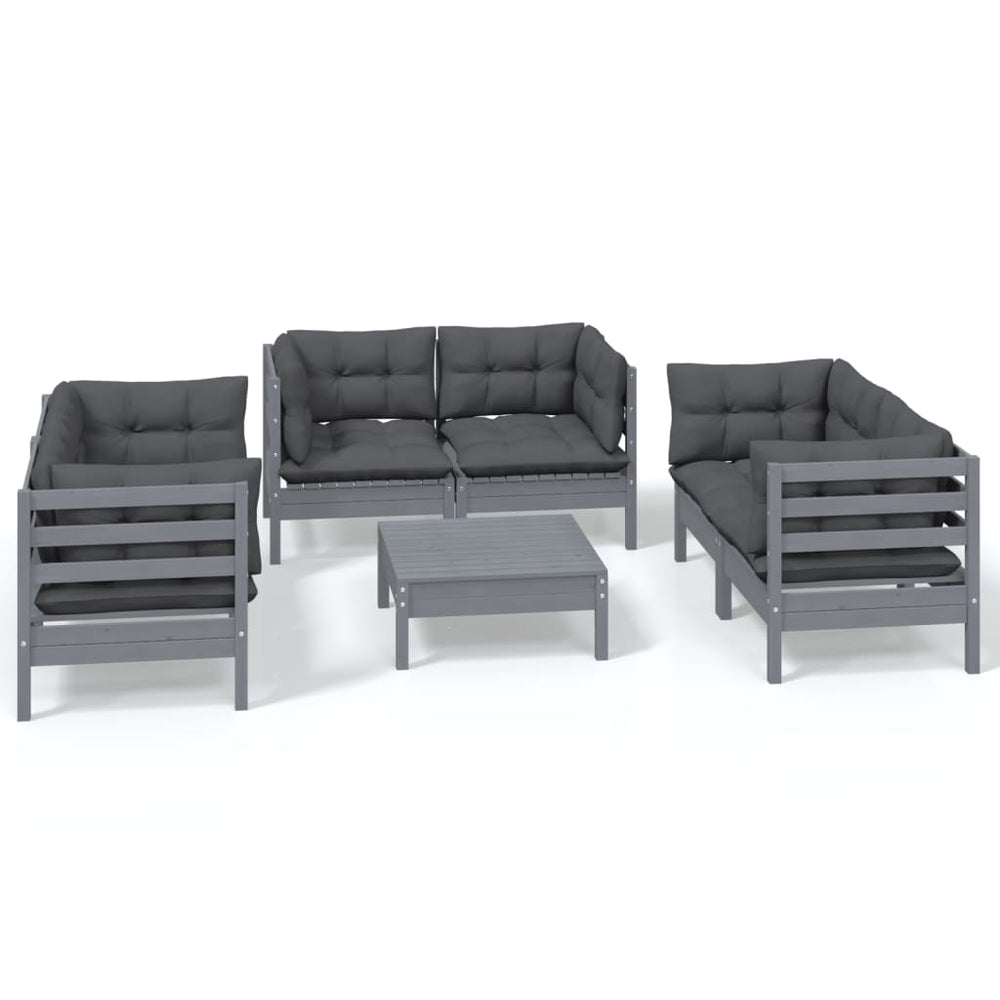 Set Mobilier Grădină Cu Perne, 7 Piese, Lemn Masiv De Pin